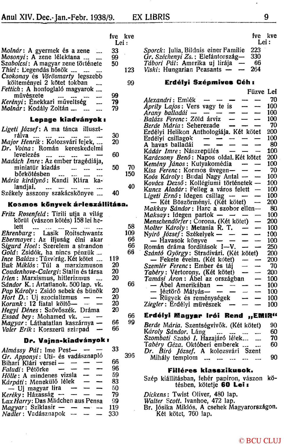 .. művészete 99 Kerényi: Énekkari műveltség _ 79 molnár: Kodály Zoltán _ 79 Lepage kiadványoki Ligeti József: A ma tánca illusztrálva. 30 Major Henrik: Kolozsvári fejek,... 20 Dr.