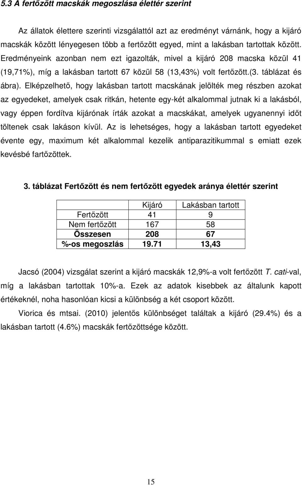 Elképzelhető, hogy lakásban tartott macskának jelölték meg részben azokat az egyedeket, amelyek csak ritkán, hetente egy-két alkalommal jutnak ki a lakásból, vagy éppen fordítva kijárónak írták