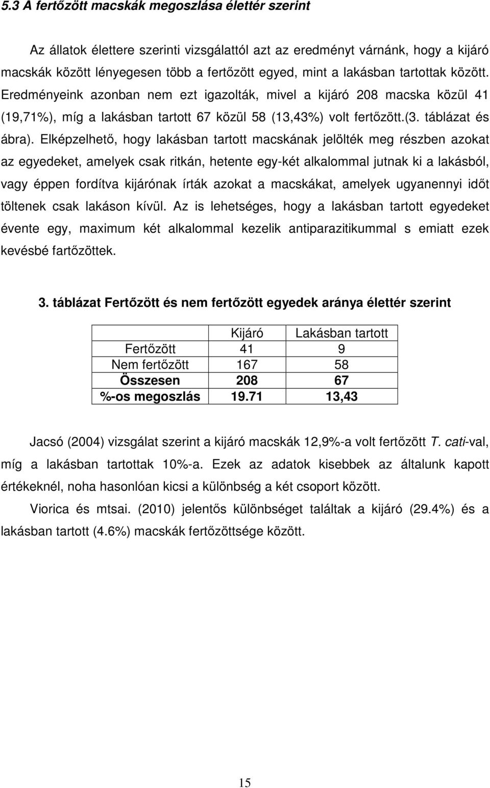 Elképzelhető, hogy lakásban tartott macskának jelölték meg részben azokat az egyedeket, amelyek csak ritkán, hetente egy-két alkalommal jutnak ki a lakásból, vagy éppen fordítva kijárónak írták