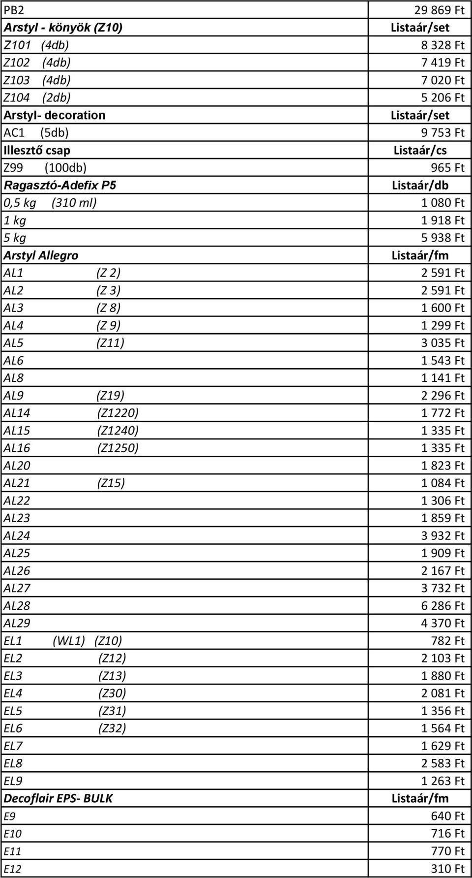 1 141 Ft AL9 (Z19) 2 296 Ft AL14 (Z1220) 1 772 Ft AL15 (Z1240) 1 335 Ft AL16 (Z1250) 1 335 Ft AL20 1 823 Ft AL21 (Z15) 1 084 Ft AL22 1 306 Ft AL23 1 859 Ft AL24 3 932 Ft AL25 1 909 Ft AL26 2 167 Ft