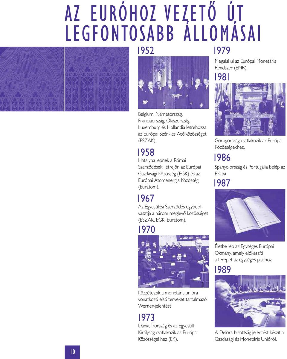 1958 Hatályba lépnek a Római Szerződések; létrejön az Európai Gazdasági Közösség (EGK) és az Európai Atomenergia Közösség (Euratom).