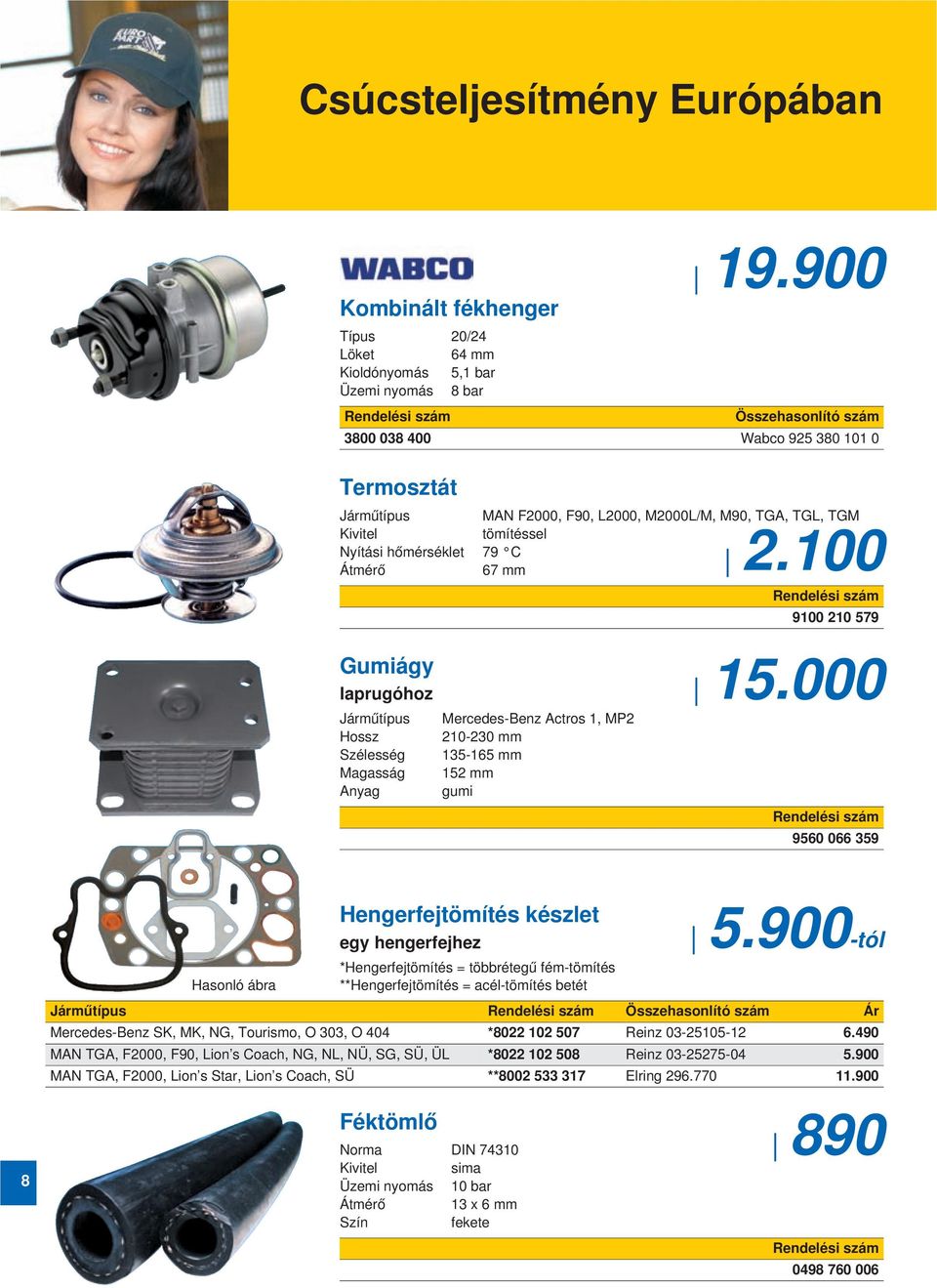 tömítéssel 2.100 Nyítási hőmérséklet 79 C Átmérő 67 mm 9100 210 579 Gumiágy 15.