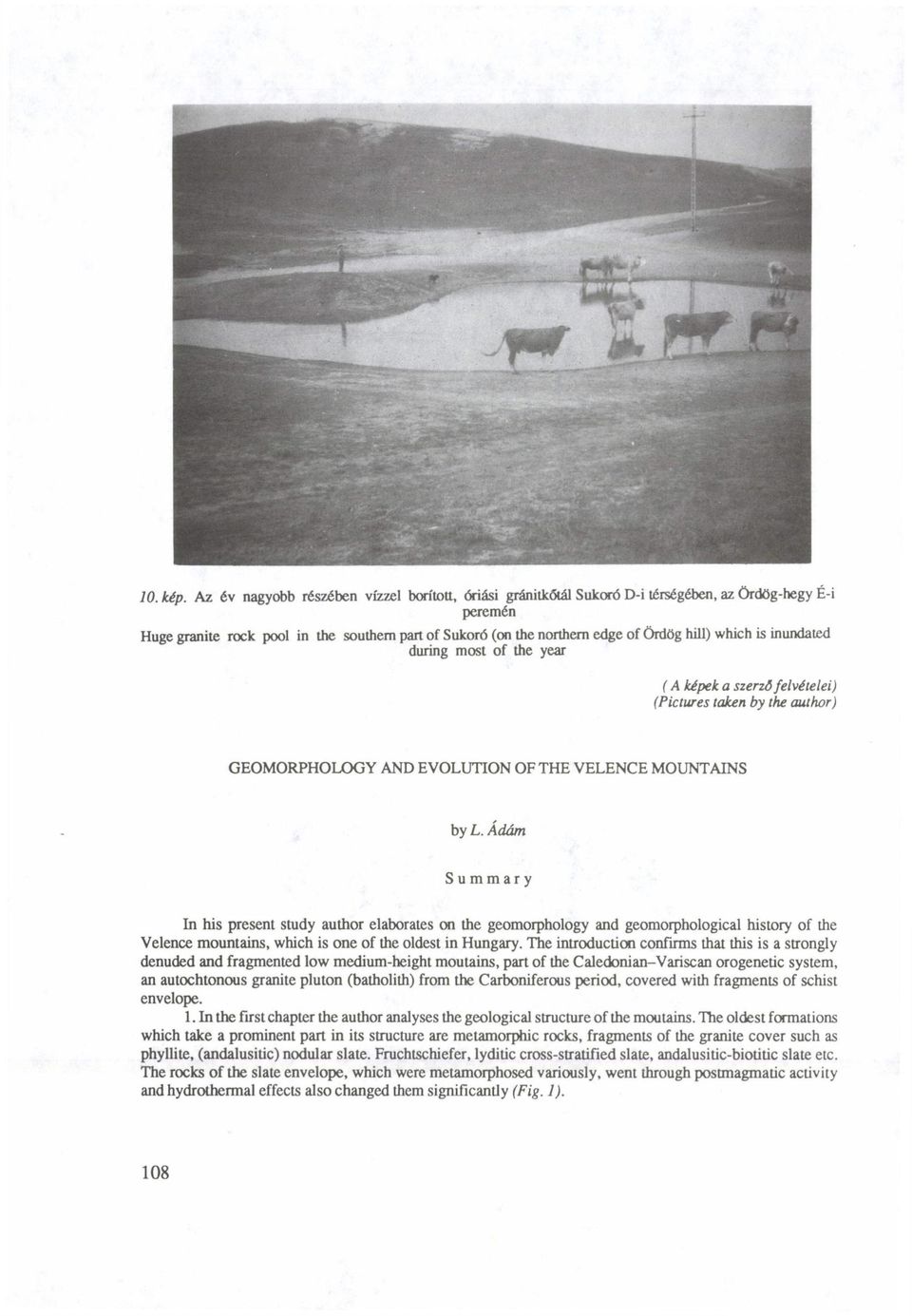 which is inundated during most of the year (A képek a szerző felvételei) (Pictures taken by the author) GEOMORPHOLOGY AND EVOLUTION OF THE VELENCE MOUNTAINS by L.