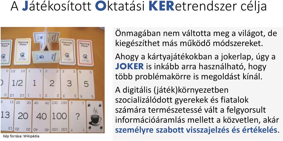 Ahogy a kártyajátékokban a jokerlap, úgy a JOKER is inkább arra használható, hogy több problémakörre is