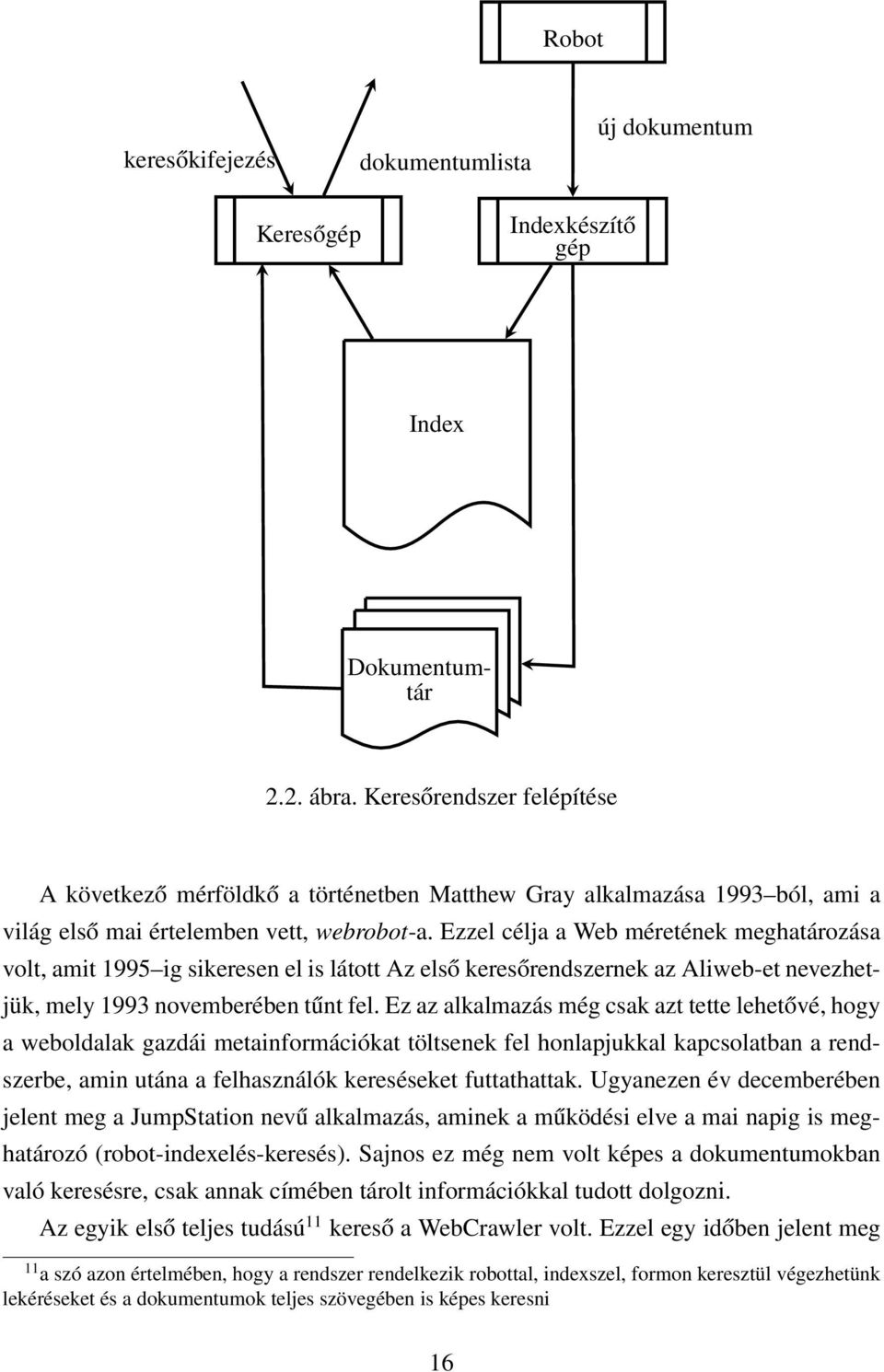 Ezzel célja a Web méretének meghatározása volt, amit 1995 ig sikeresen el is látott Az első keresőrendszernek az Aliweb-et nevezhetjük, mely 1993 novemberében tűnt fel.