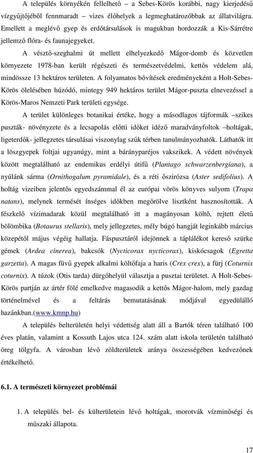 A vésztő-szeghalmi út mellett elhelyezkedő Mágor-domb és közvetlen környezete 1978-ban került régészeti és természetvédelmi, kettős védelem alá, mindössze 13 hektáros területen.