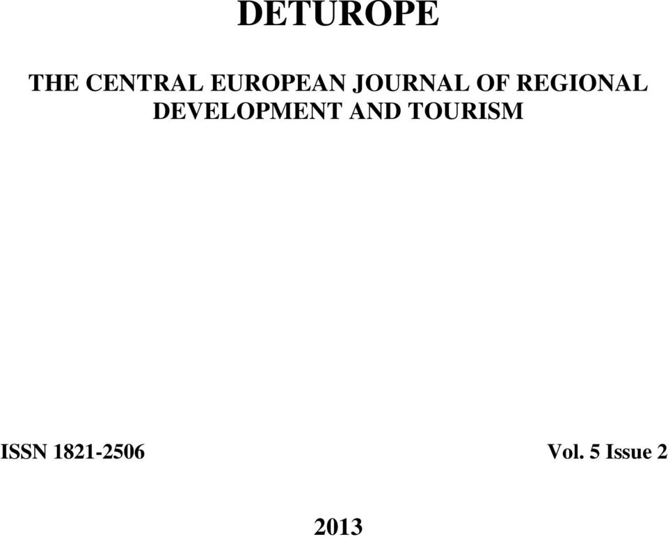 REGIONAL DEVELOPMENT AND