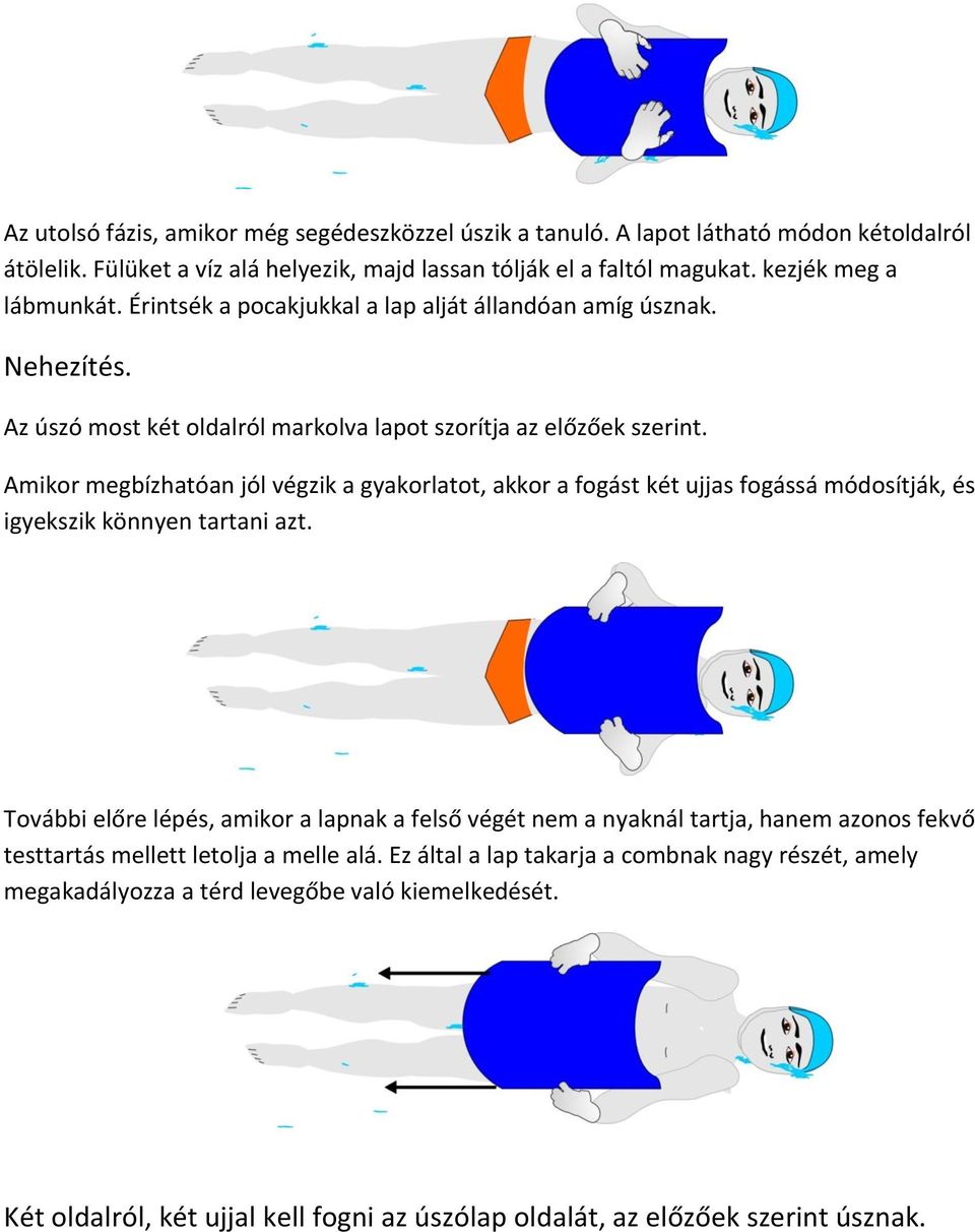 Amikor megbízhatóan jól végzik a gyakorlatot, akkor a fogást két ujjas fogássá módosítják, és igyekszik könnyen tartani azt.