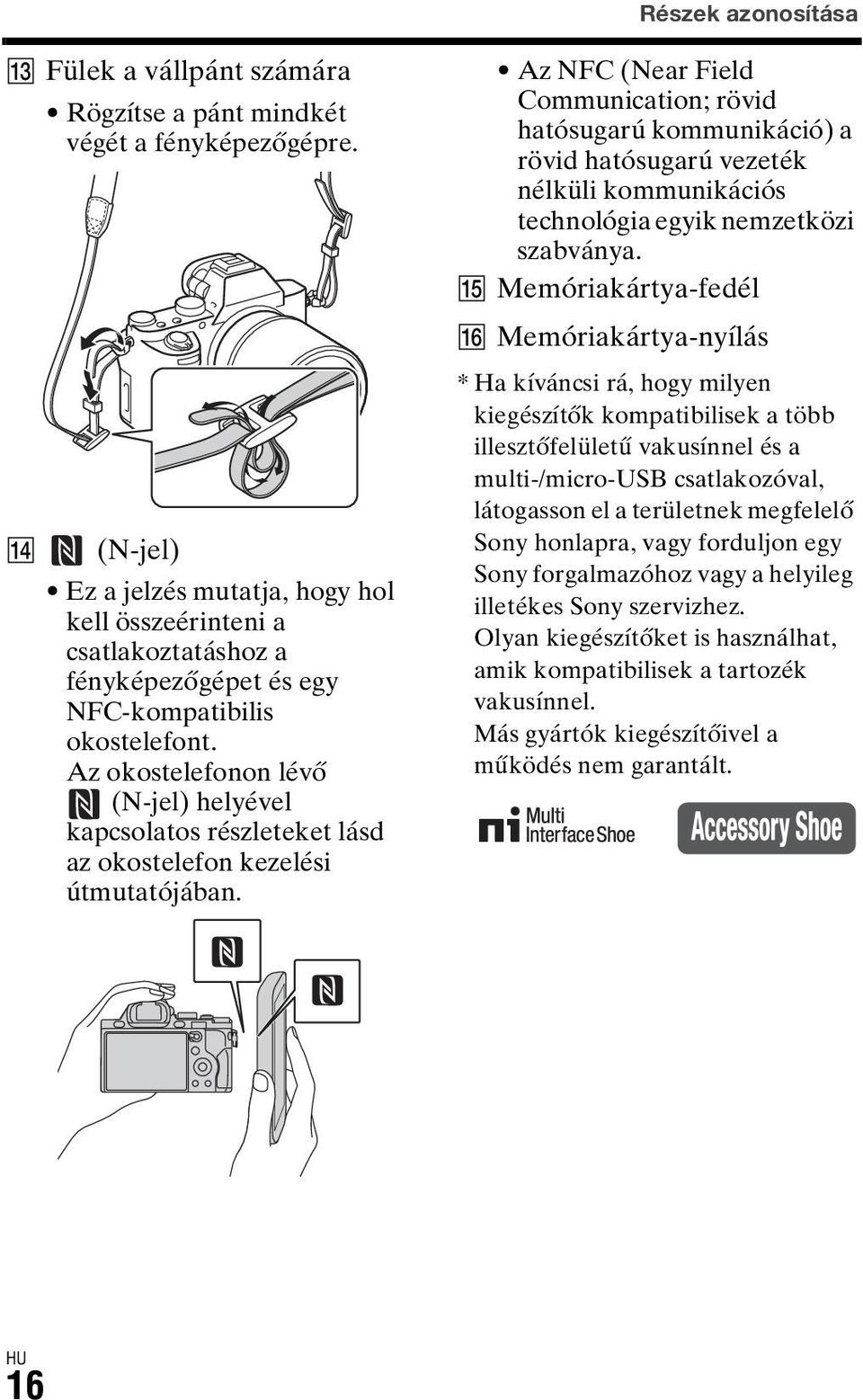 Az okostelefonon lévő (N-jel) helyével kapcsolatos részleteket lásd az okostelefon kezelési útmutatójában.