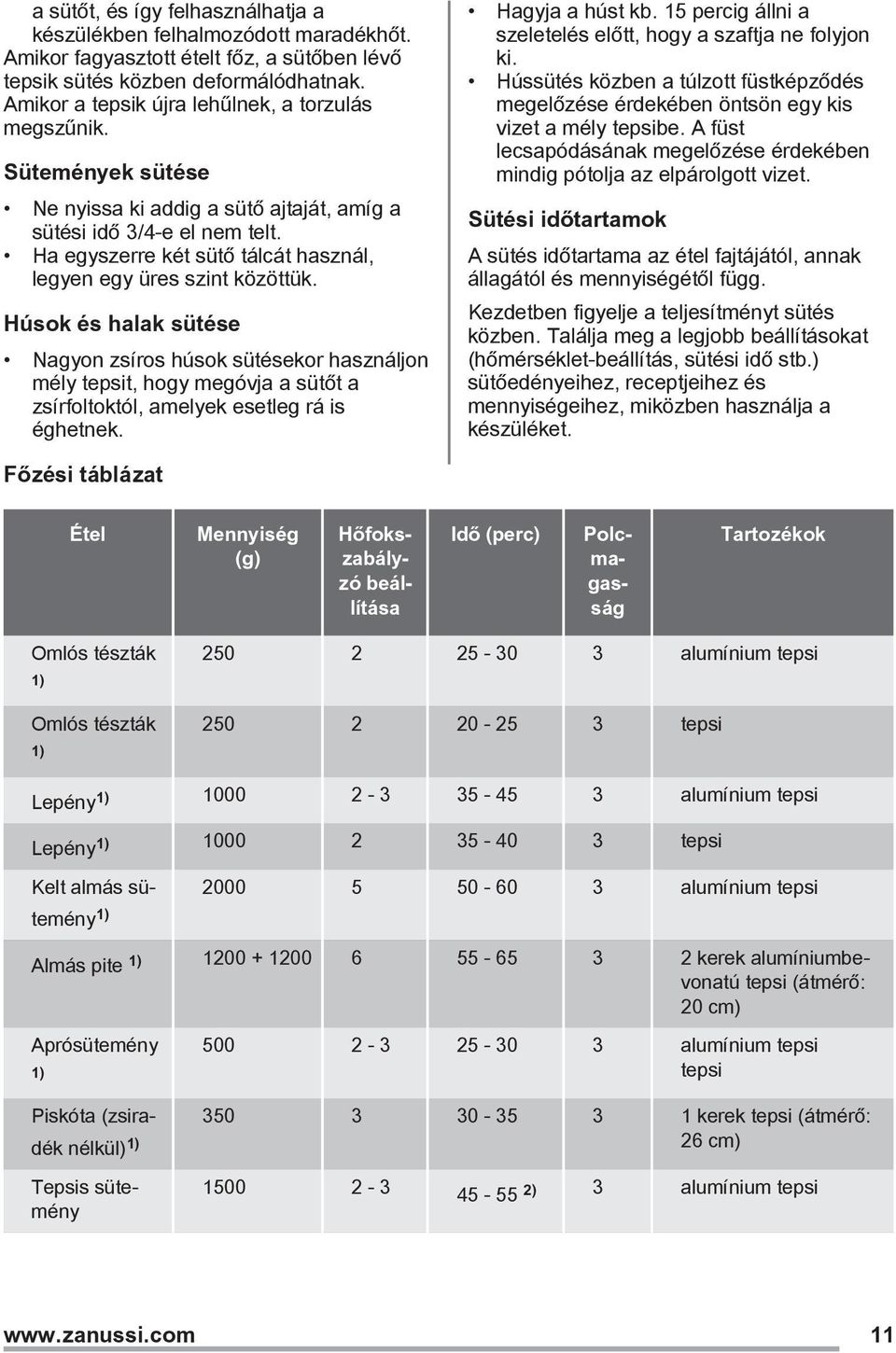 Ha egyszerre két sütő tálcát használ, legyen egy üres szint közöttük.