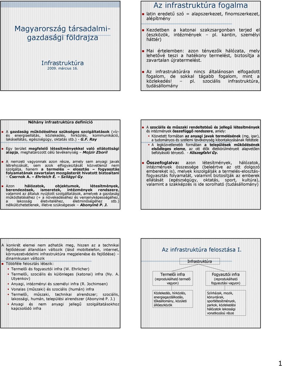 Az infrastruktúrára nincs általánosan elfogadott fogalom, de sokkal tágabb fogalom, mint a közlekedés! pl.