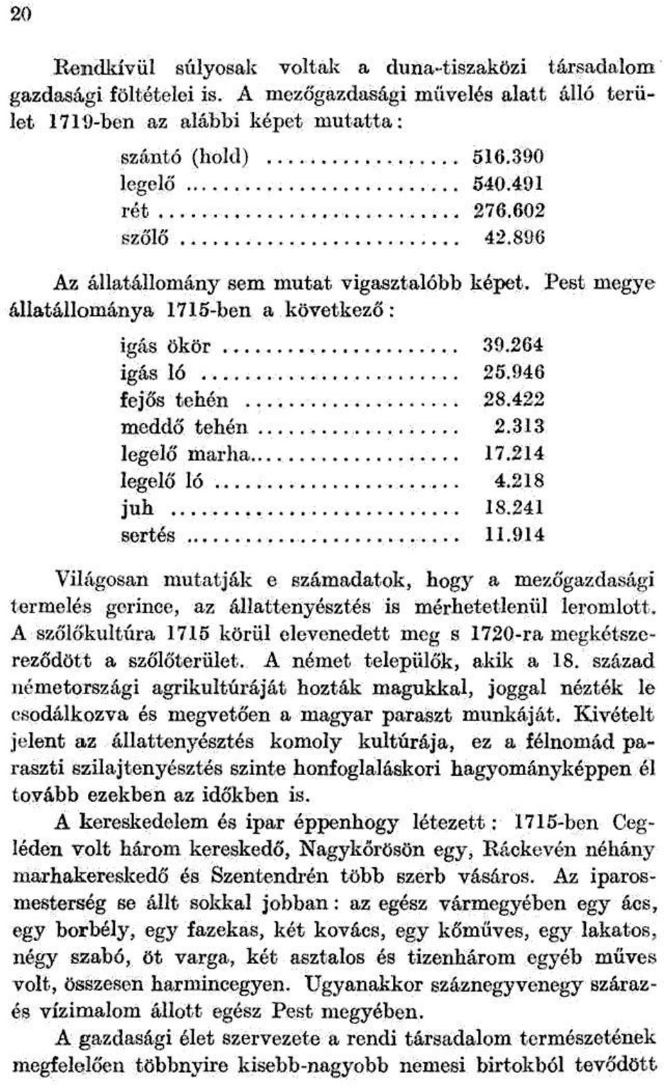 313 legelő marha 17.214 legelő ló 4.218 juh 1S.241 sertés 11.914 Világosan mutatják e számadatok, hogy a mezőgazdasági termelés gerince, az állattenyésztés is mérhetetlenül leromlott.