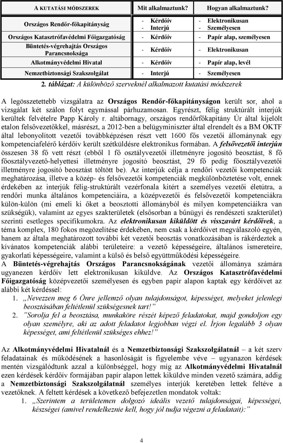 Parancsnoksága - Kérdőív - Elektronikusan Alkotmányvédelmi Hivatal - Kérdőív - Papír alap, levél Nemzetbiztonsági Szakszolgálat - Interjú - Személyesen 2.