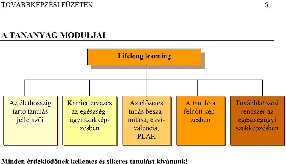 beszámítása, ekvivalencia, PLAR A tanuló a felnőtt képzésben Továbbképzési rendszer