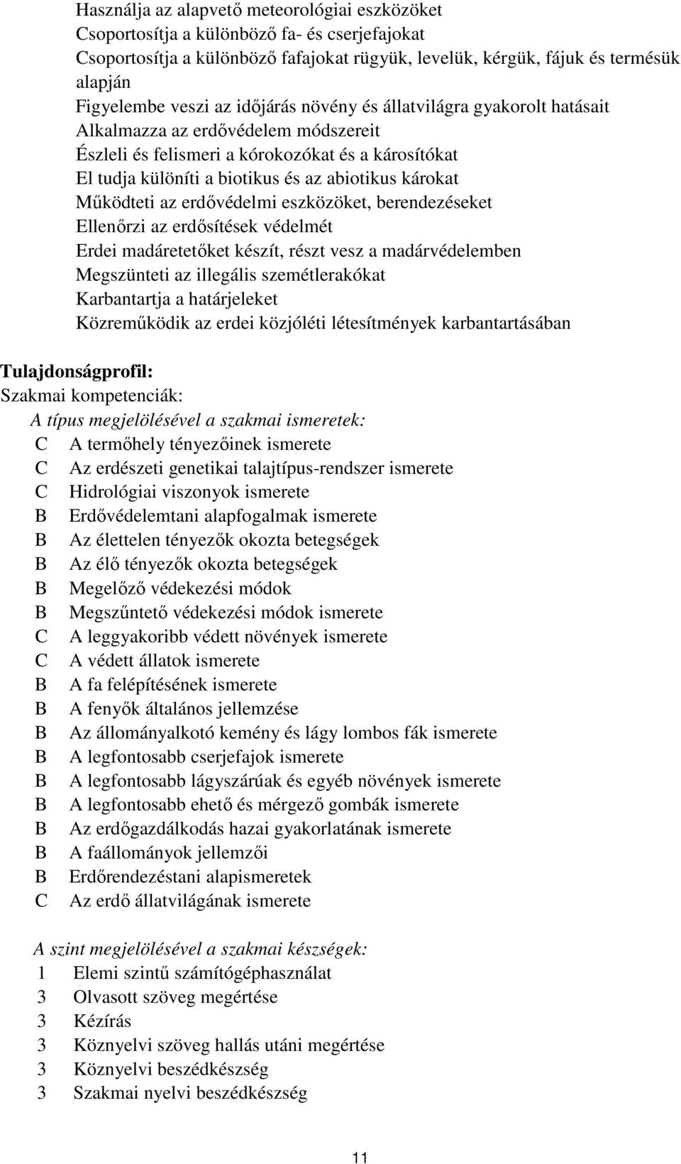 Működteti az erdővédelmi eszközöket, berendezéseket Ellenőrzi az erdősítések védelmét Erdei madáretetőket készít, részt vesz a madárvédelemben Megszünteti az illegális szemétlerakókat Karbantartja a