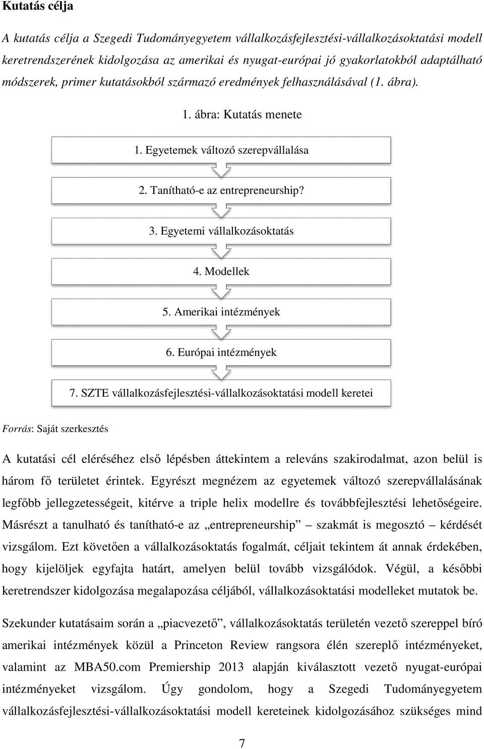 Egyetemi vállalkozásoktatás 4. Modellek 5. Amerikai intézmények 6. Európai intézmények 7.