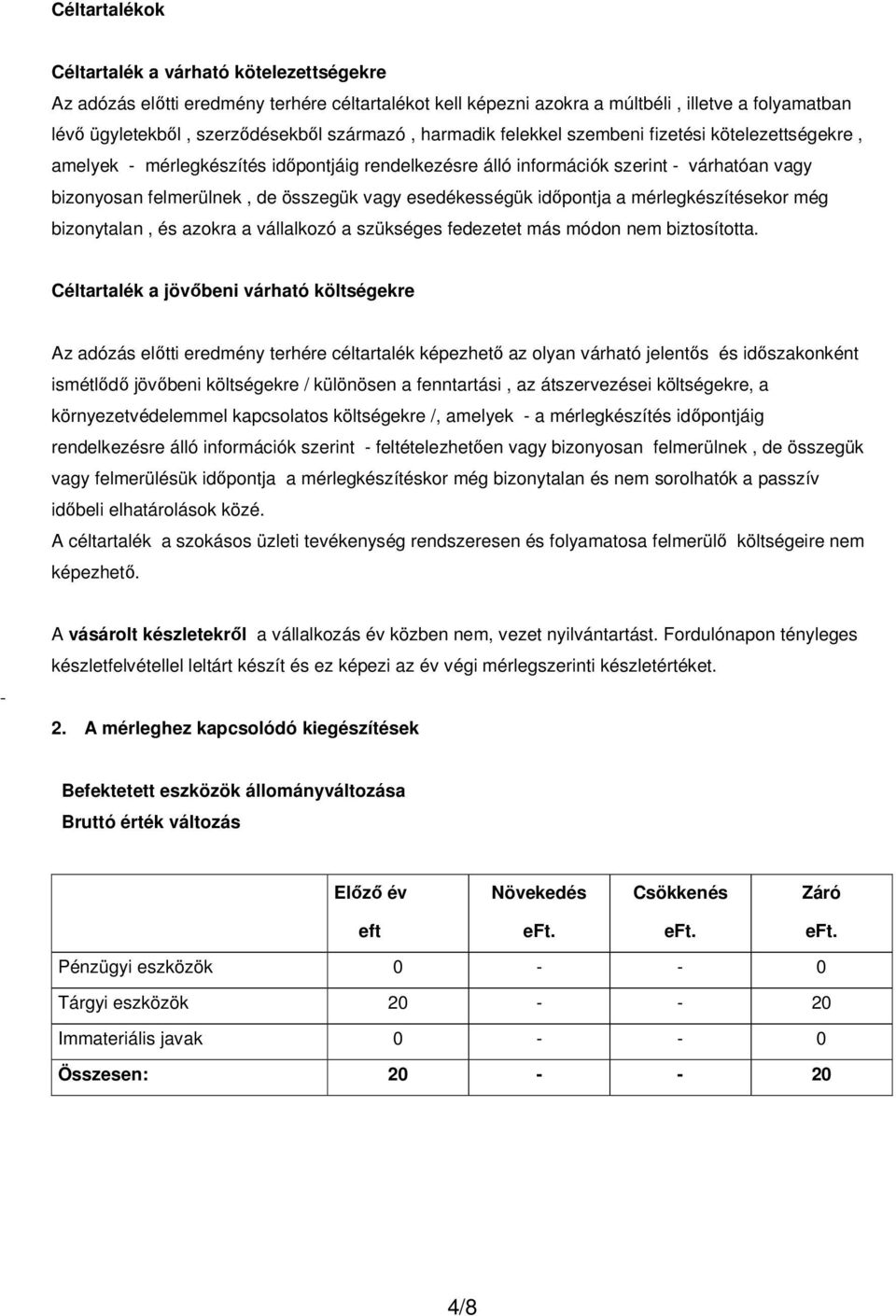 esedékességük időpontja a mérlegkészítésekor még bizonytalan, és azokra a vállalkozó a szükséges fedezetet más módon nem biztosította.