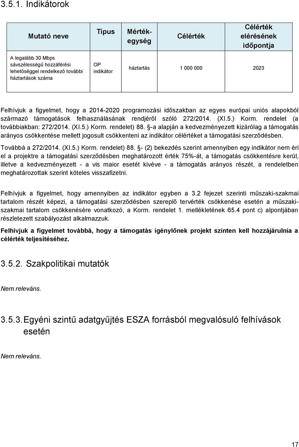 1 000 000 2023 Felhívjuk a figyelmet, hogy a 2014-2020 programozási időszakban az egyes európai uniós alapokból származó támogatások felhasználásának rendjéről szóló 272/2014. (XI.5.) Korm.