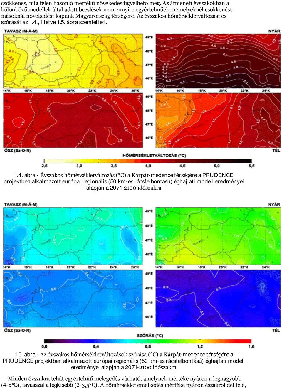 Az évszakos hőmérsékletváltozást és szórását az 1.4.
