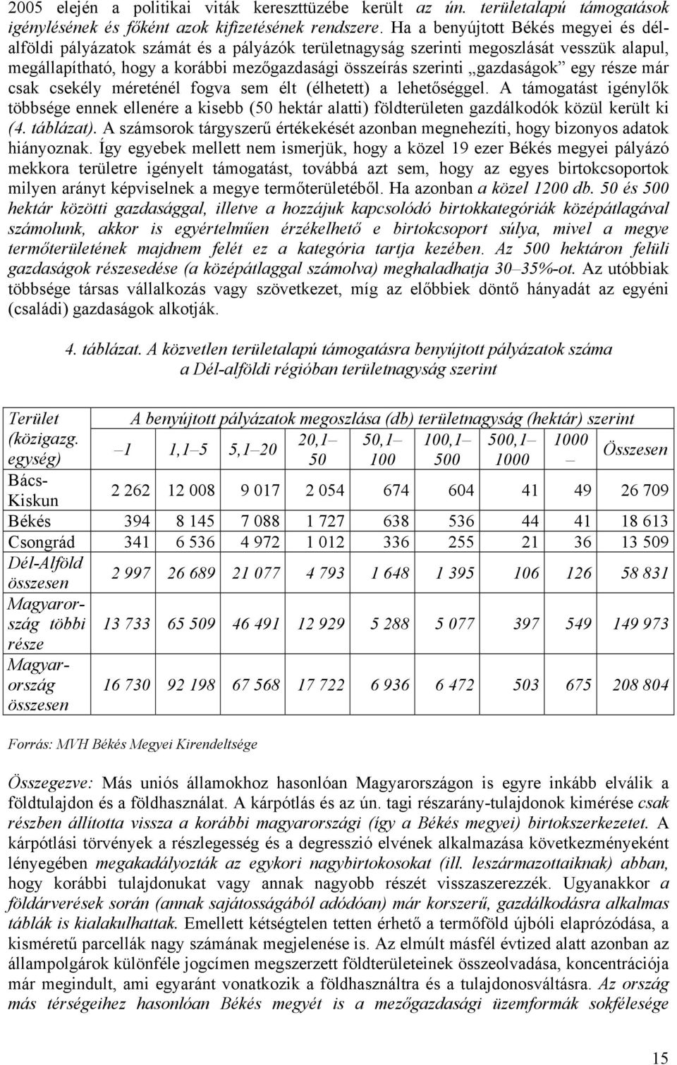 gazdaságok egy része már csak csekély méreténél fogva sem élt (élhetett) a lehetőséggel.