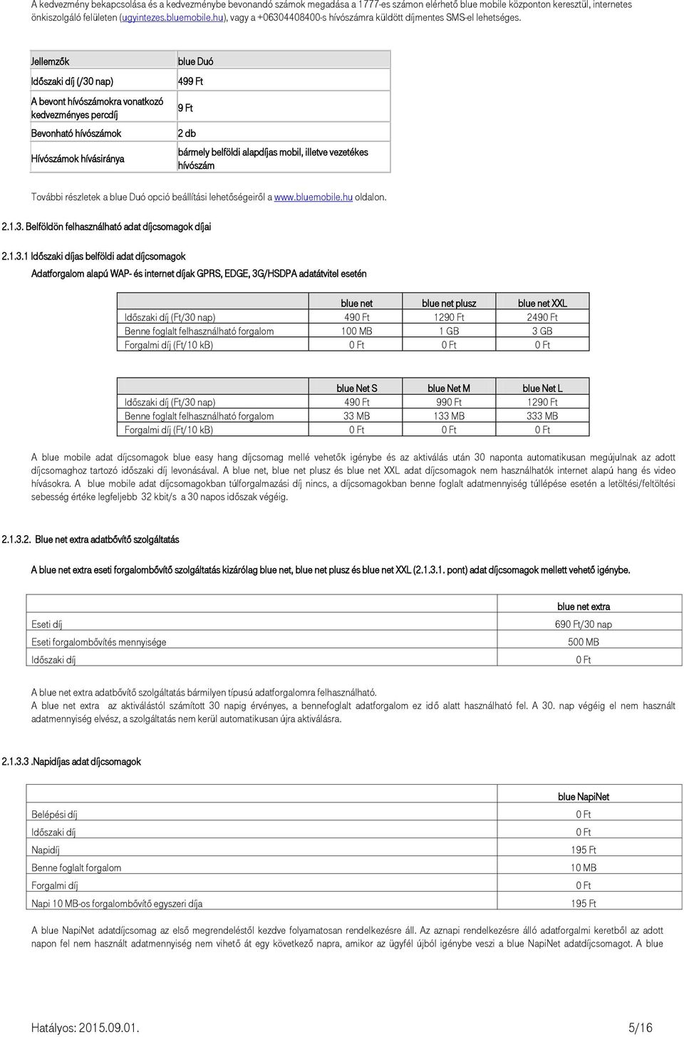Jellemzők Időszaki díj (/30 nap) A bevont hívószámokra vonatkozó kedvezményes percdíj Bevonható hívószámok Hívószámok hívásiránya blue Duó 499 Ft 9 Ft 2 db bármely belföldi alapdíjas mobil, illetve