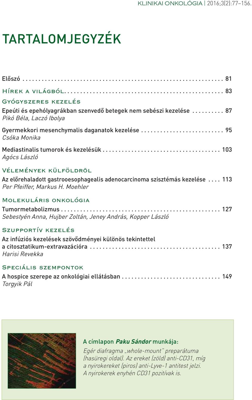 ......... 87 Pikó Béla, Laczó Ibolya Gyermekkori mesenchymalis daganatok kezelése.......................... 95 Csóka Monika Mediastinalis tumorok és kezelésük.