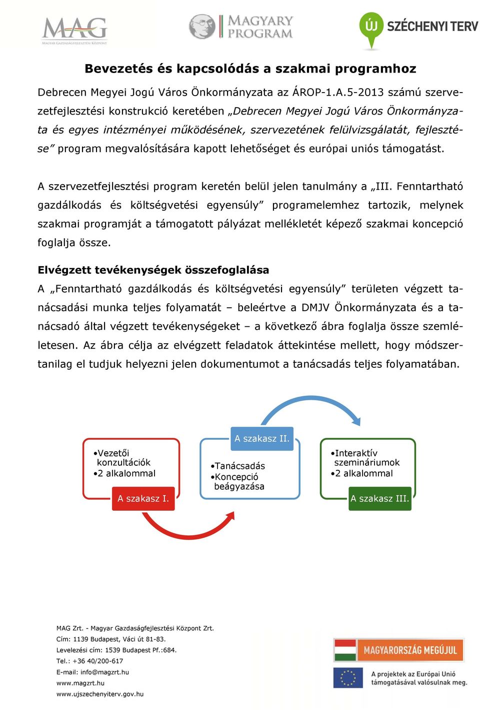 kapott lehetőséget és európai uniós támogatást. A szervezetfejlesztési program keretén belül jelen tanulmány a III.