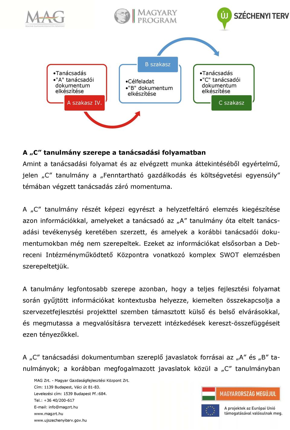 munka áttekintéséből egyértelmű, jelen C tanulmány a Fenntartható gazdálkodás és költségvetési egyensúly témában végzett tanácsadás záró momentuma.