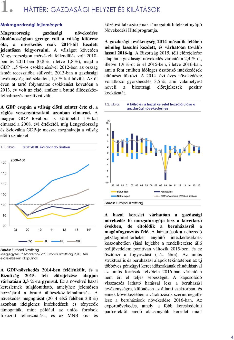 A válságot követően Magyarországon mérsékelt fellendülés volt 2010- ben és 2011-ben (0,8 %, illetve 1,8 %), majd a GDP 1,5 %-os csökkenésével 2012-ben az ország ismét recesszióba süllyedt.