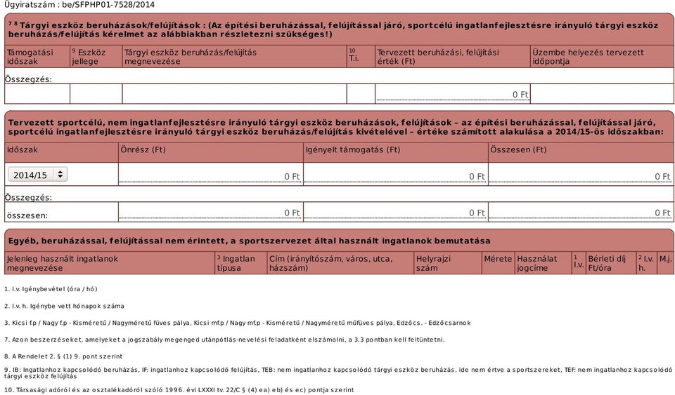 szükséges!) Támogatási 