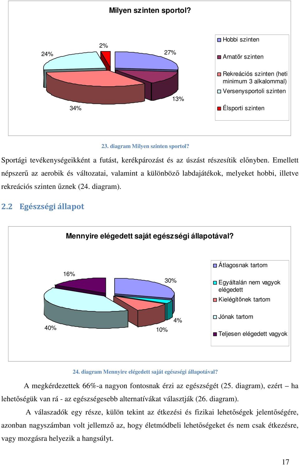 Emellett népszerű az aerobik és változatai, valamint a különböző labdajátékok, melyeket hobbi, illetve rekreációs szinten űznek (24. diagram). 2.