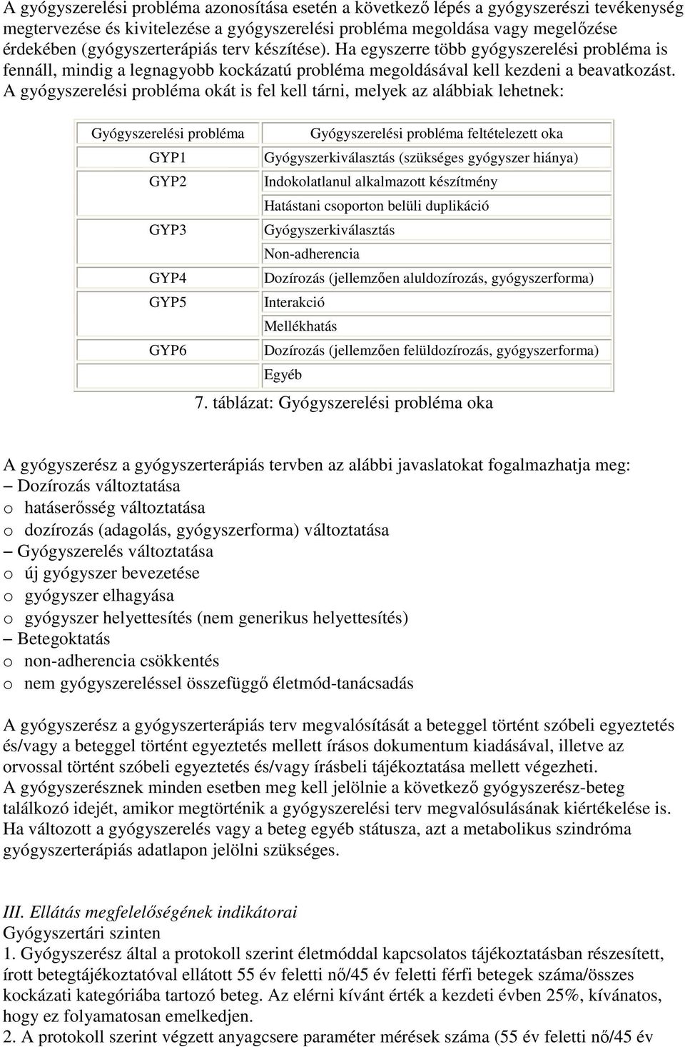 A gyógyszerelési probléma okát is fel kell tárni, melyek az alábbiak lehetnek: Gyógyszerelési probléma GYP1 GYP2 GYP3 GYP4 GYP5 GYP6 Gyógyszerelési probléma feltételezett oka Gyógyszerkiválasztás