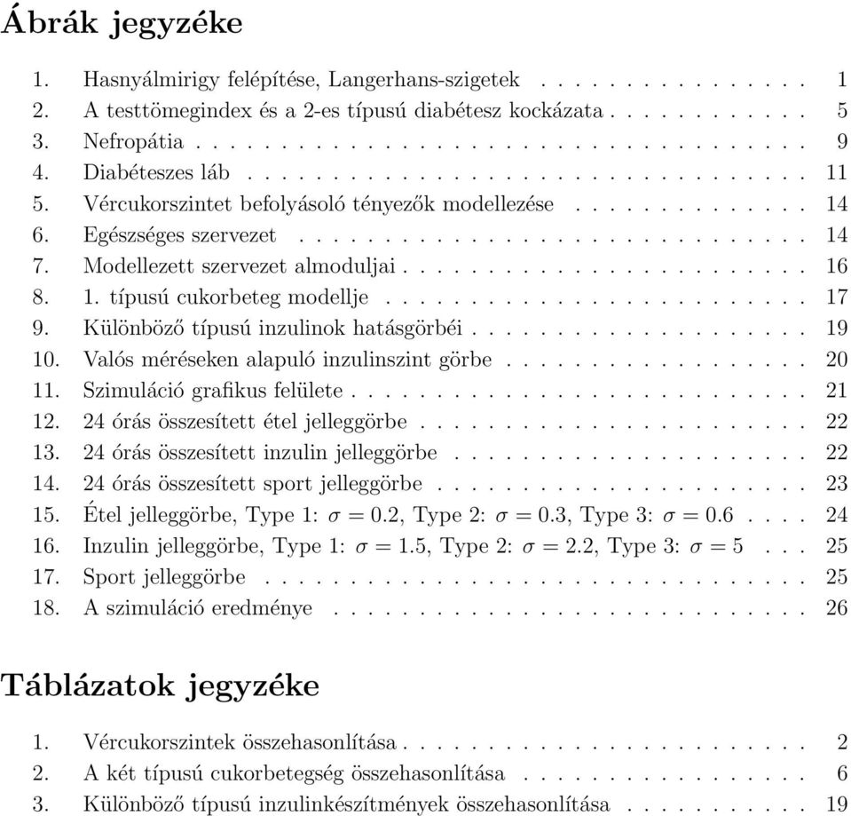 Modellezett szervezet almoduljai........................ 16 8. 1. típusú cukorbeteg modellje......................... 17 9. Különböző típusú inzulinok hatásgörbéi.................... 19 10.