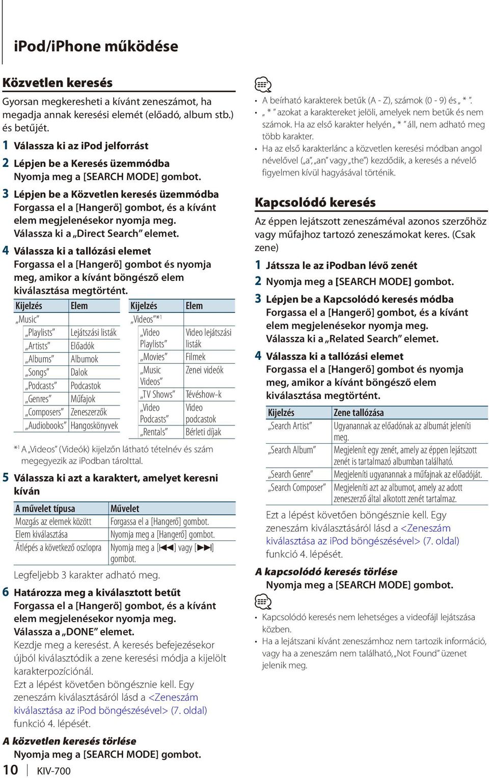 4 Válassza ki a tallózási elemet Forgassa el a [Hangerő] gombot és nyomja meg, amikor a kívánt böngésző elem kiválasztása megtörtént.