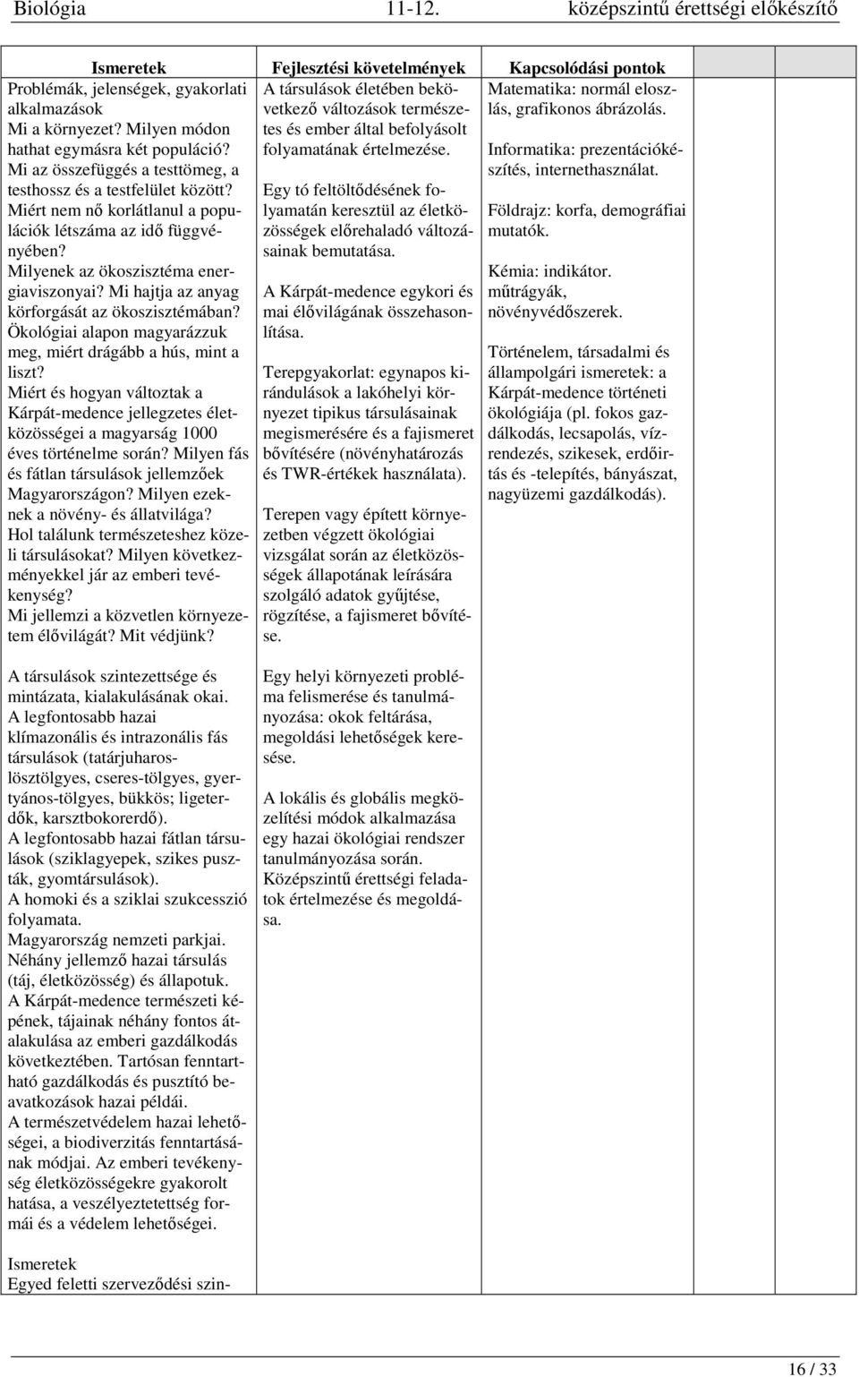 Miért nem nő korlátlanul a populációk létszáma az idő függvényében? Milyenek az ökoszisztéma energiaviszonyai? Mi hajtja az anyag körforgását az ökoszisztémában?