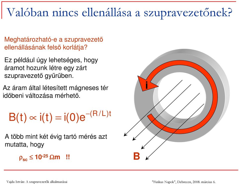 Ez például úgy lehetséges, hogy áramot hozunk létre egy zárt szupravezető gyűrűben.