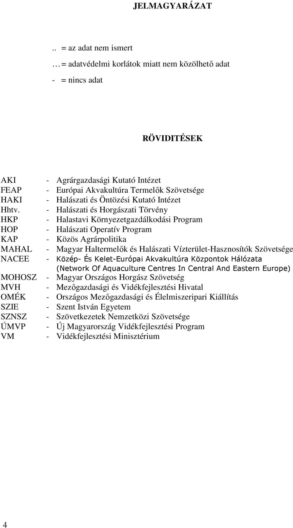 Törvény - Halastavi Környezetgazdálkodási Program - Halászati Operatív Program - Közös Agrárpolitika - Magyar Haltermelők és Halászati Vízterület-Hasznosítók Szövetsége - Közép- És Kelet-Európai