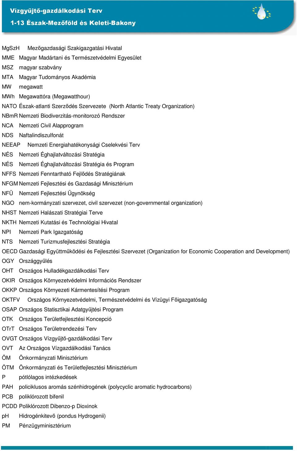 Energiahatékonysági Cselekvési Terv NÉS Nemzeti Éghajlatváltozási Stratégia NÉS Nemzeti Éghajlatváltozási Stratégia és Program NFFS Nemzeti Fenntartható Fejlődés Stratégiának NFGM Nemzeti Fejlesztési