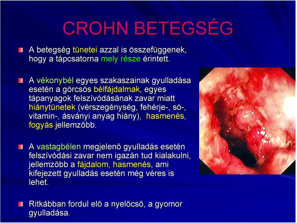 (vérszeg rszegénység, fehérje rje-,, só-, s vitamin-, ásványi anyag hiány), hasmenés, s, fogyás jellemzőbb.