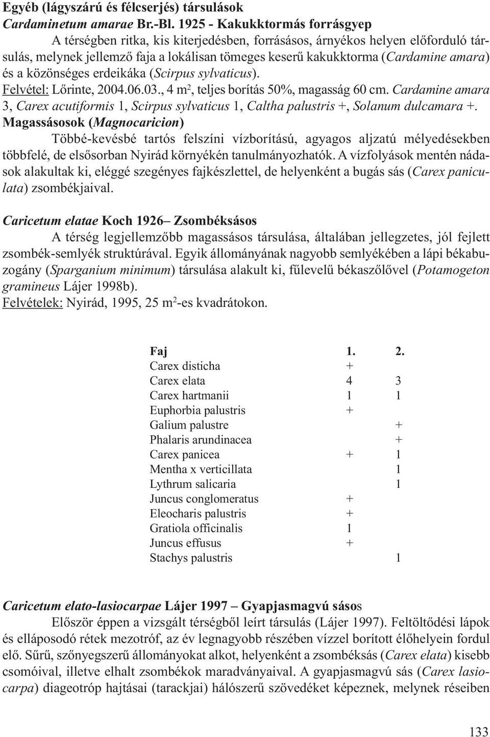 a közönséges erdeikáka (Scirpus sylvaticus). Felvétel: Lőrinte, 2004.06.03., 4 m 2, teljes borítás 50%, magasság 60 cm.