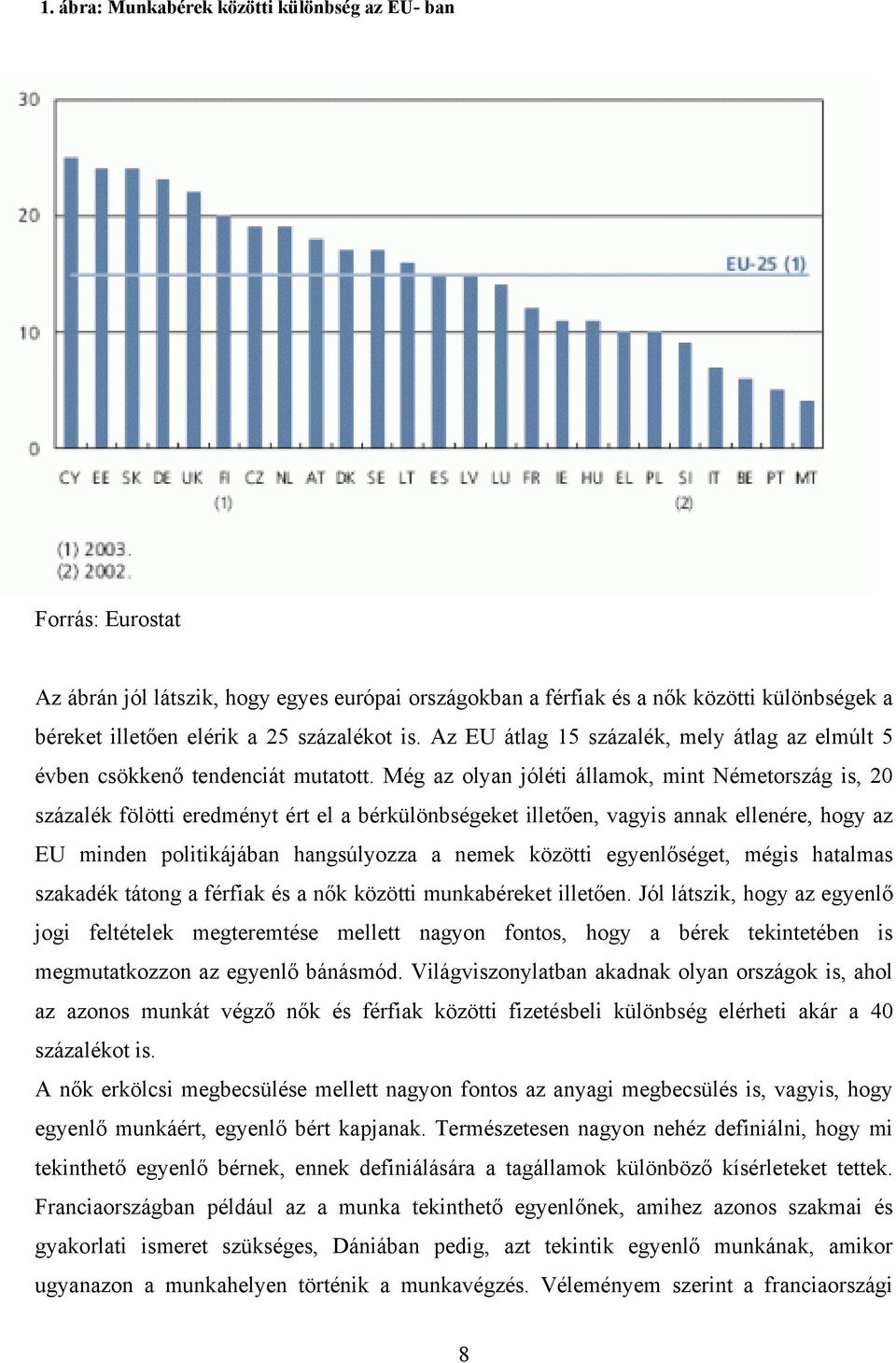 Még az olyan jóléti államok, mint Németország is, 20 százalék fölötti eredményt ért el a bérkülönbségeket illetően, vagyis annak ellenére, hogy az EU minden politikájában hangsúlyozza a nemek közötti