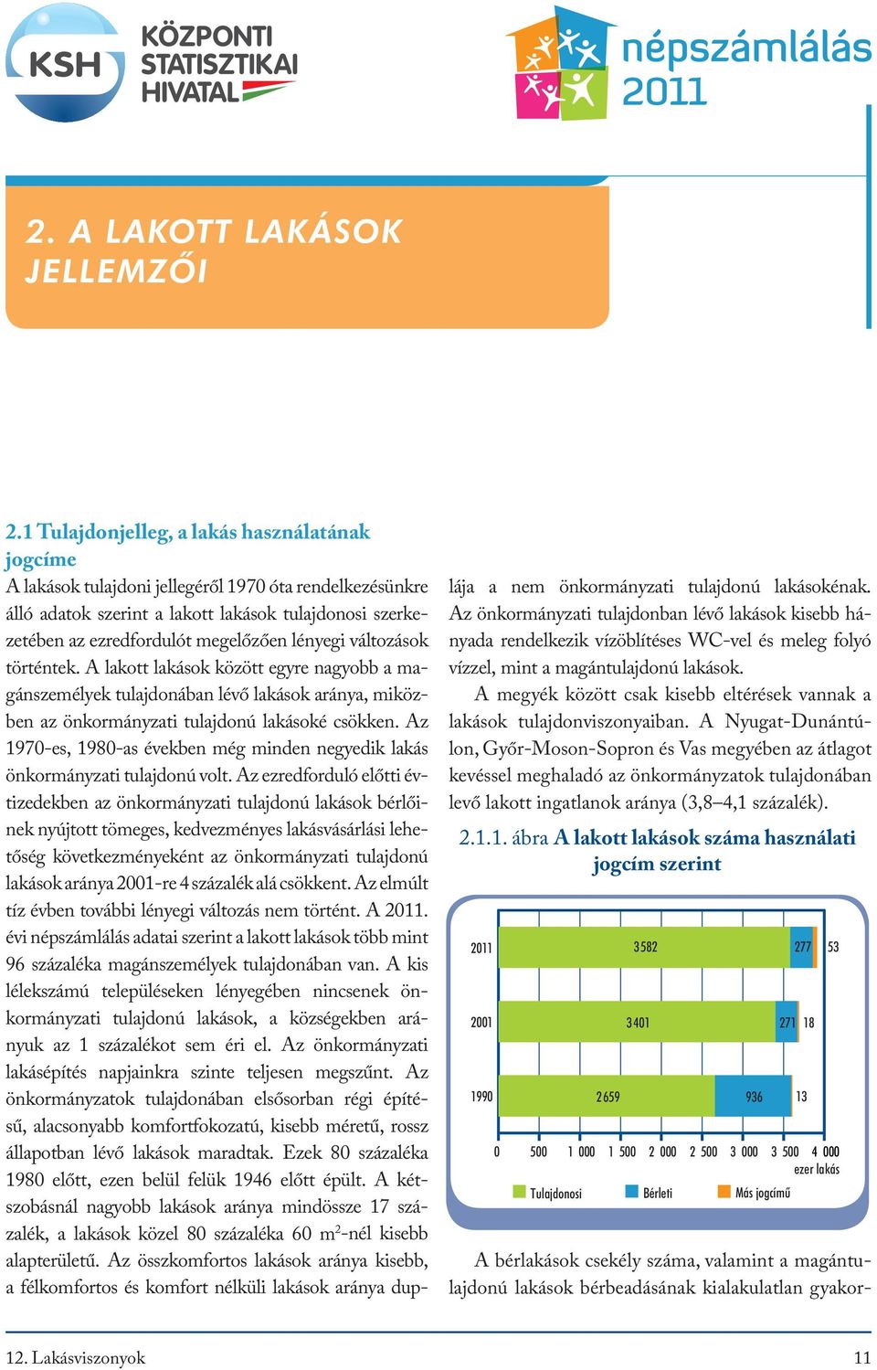 lényegi változások történtek. A lakott lakások között egyre nagyobb a magánszemélyek tulajdonában lévő lakások aránya, miközben az önkormányzati tulajdonú lakásoké csökken.