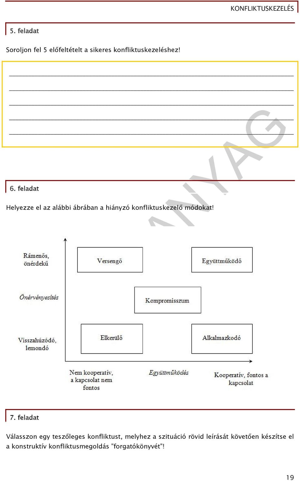 feladat Válasszon egy teszőleges konfliktust, melyhez a szituáció rövid