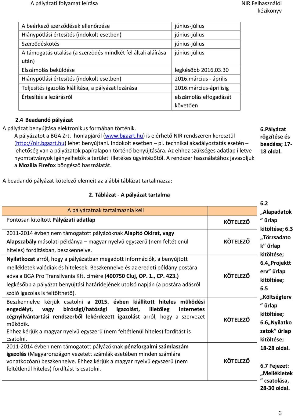 március - április 2016.március-áprilisig elszámolás elfogadását követően 2.4 Beadandó pályázat A pályázat benyújtása elektronikus formában történik. A pályázatot a BGA Zrt. honlapjáról (www.bgazrt.