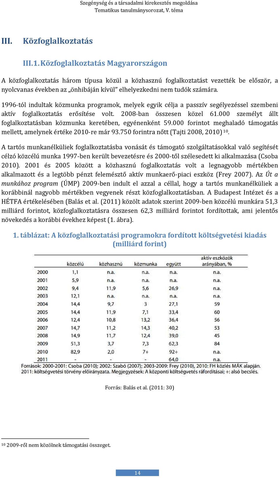 1996-tól indultak közmunka programok, melyek egyik célja a passzív segélyezéssel szembeni aktív foglalkoztatás erősítése volt. 2008-ban összesen közel 61.