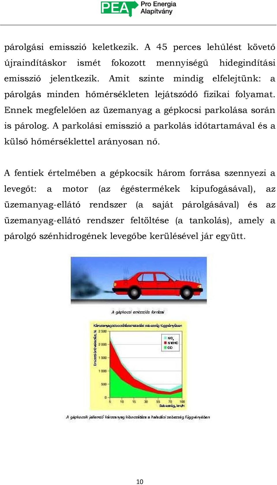A parkolási emisszió a parkolás időtartamával és a külső hőmérséklettel arányosan nő.