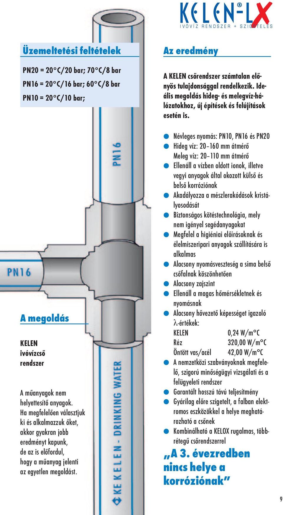 Az eredmény A KELEN csőrendszer számtalan előnyös tulajdonsággal rendelkezik. Ideális megoldás hideg- és melegvíz-hálózatokhoz, új építések és felújítások esetén is.