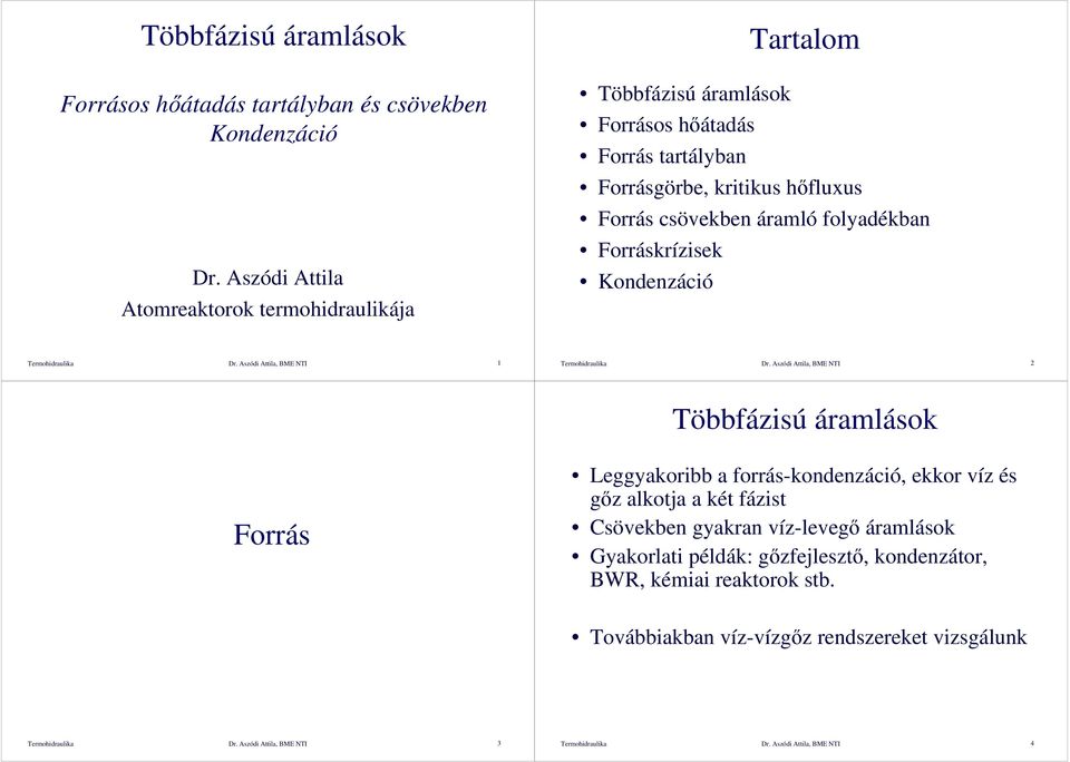 Forráskrízisek Termohidraulika Dr. Aszódi Attila, BME NTI 1 Termohidraulika Dr.