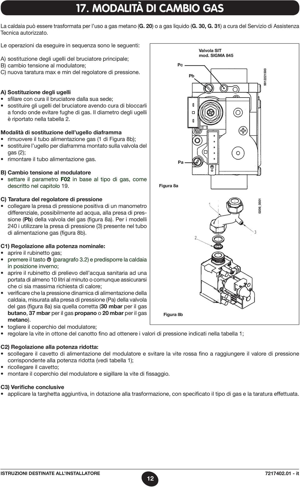 pressione. Pc Pb Valvola SIT mod.