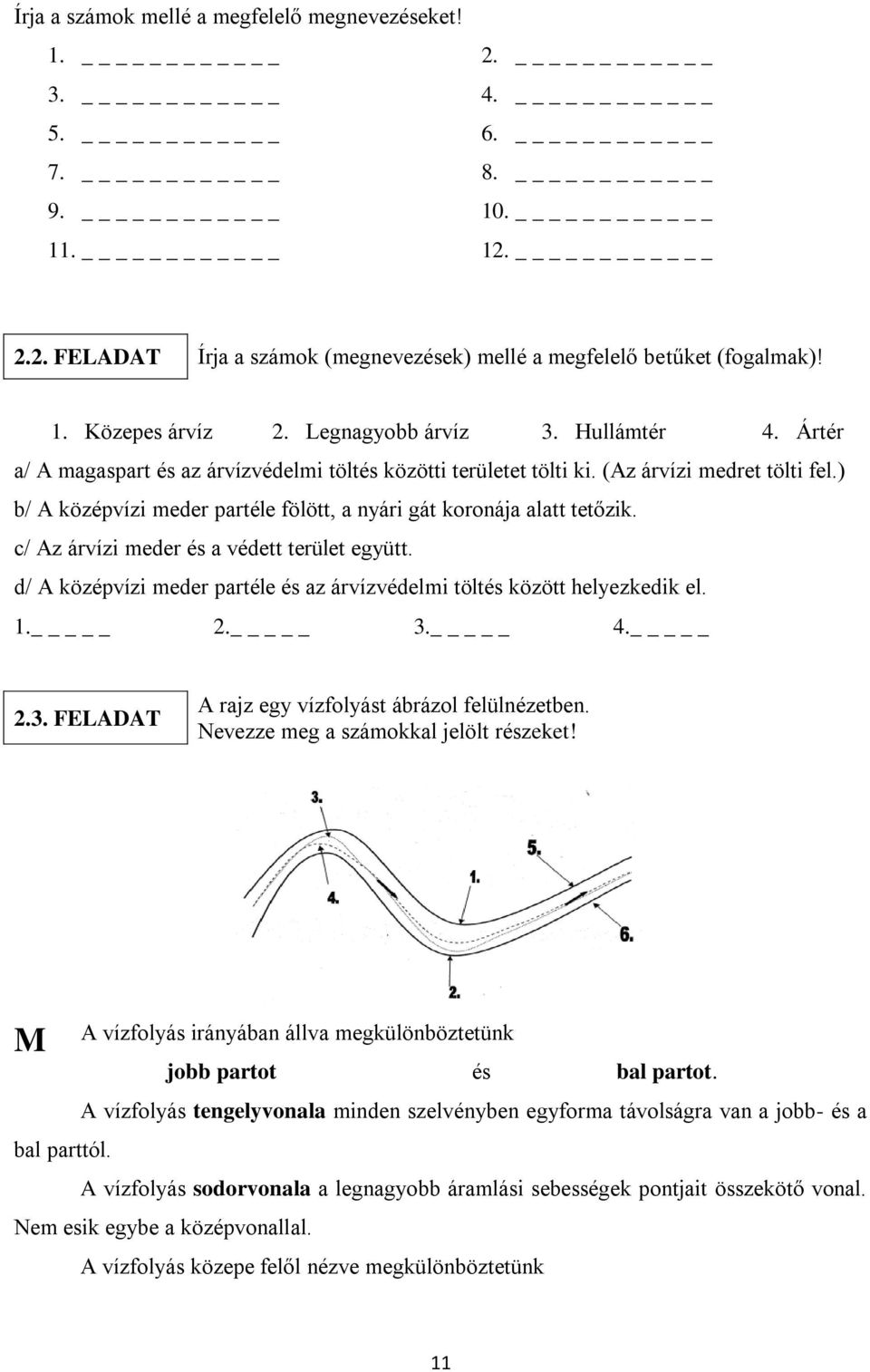 ) b/ A középvízi meder partéle fölött, a nyári gát koronája alatt tetőzik. c/ Az árvízi meder és a védett terület együtt. d/ A középvízi meder partéle és az árvízvédelmi töltés között helyezkedik el.